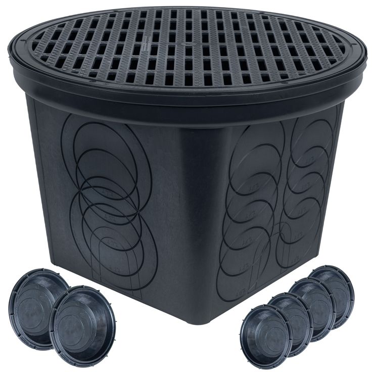 a black plastic container with six holes