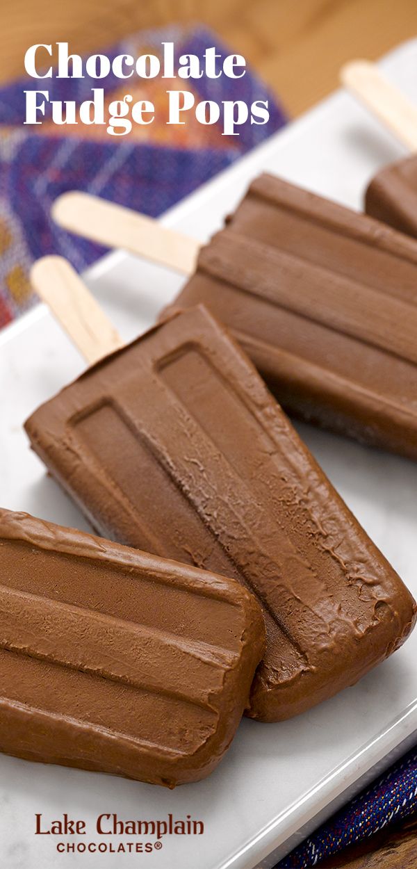 chocolate fudge pops on a white plate