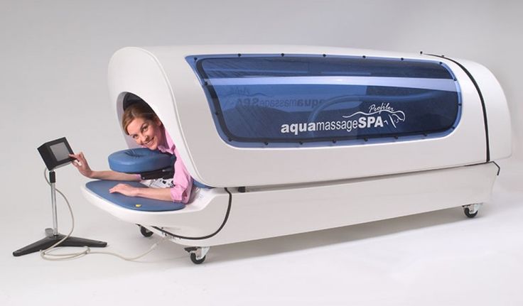 Aquamassage is just beginning to become popular within the malls of Europe. This unique and special type of massage is carried out by 36 precisely aimed and pressure adjustable jets of warm water in a Aqua Massage Machine. The Aqua Massage Spa is... Aqua Massage Bed, Wellness Center Ideas, Float Spa, Float Therapy, Home Spa Room, Sleeping Pods, Hyperbaric Oxygen Therapy, Spa Interior Design, Spa And Wellness