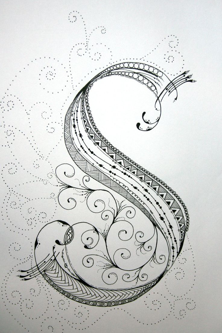 a black and white drawing of a swirly design on a piece of art paper