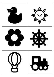 some black and white pictures with different symbols