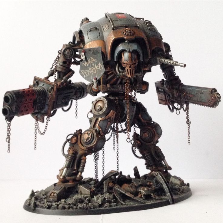 a warhammer with chains on it's legs