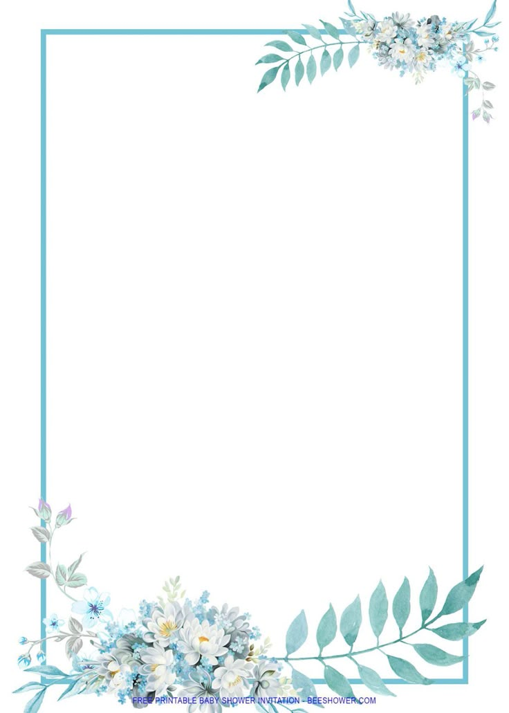 a blue frame with flowers and leaves on it