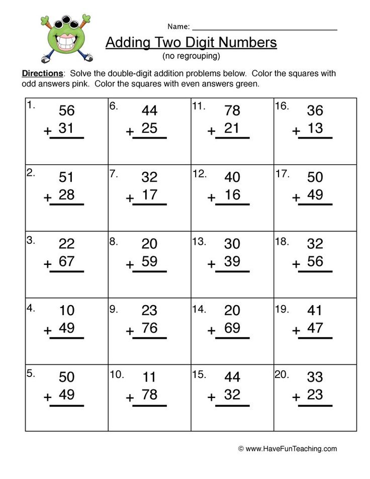 2 Digit By 2 Digit Addition Without Regrouping