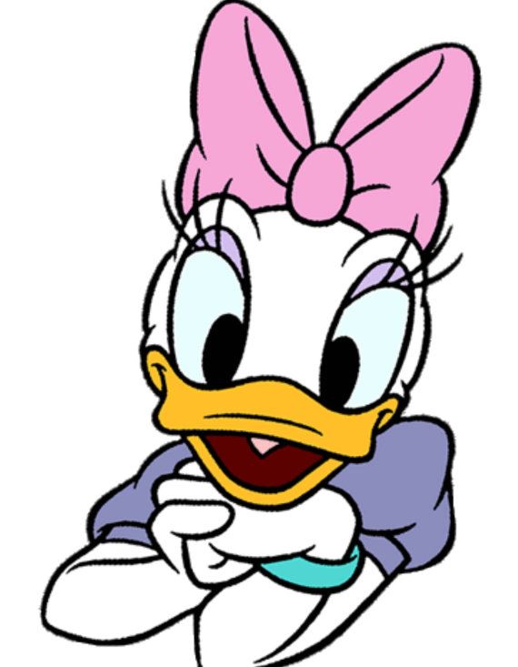 an image of daisy duck with pink bow on her head and the words daisy duck art images