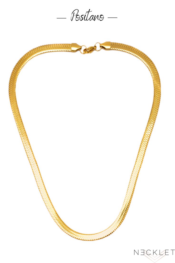 Our Positano chain is a classic, beautiful and stunning piece. This is also known as a herringbone chain. It is has a flat texture with slanted chain links that are parallel to each other. This chain lays beautifully on any neck and can be worn alone or stacked with multiple necklaces for an instant, chunky layered look. Delicate Metal Snake-shape Chain Necklace, Metal Herringbone Necklace Gift, Elegant Gold-plated Herringbone Necklace, Elegant Herringbone Necklace With Adjustable Snake Chain, Yellow Gold Chunky Snake Chain Necklace, Snake Shape Box Chain Metal Necklace, Elegant Gold Metal Snake Chain Necklace, Elegant Gold Herringbone Necklace With Curb Chain, Elegant Gold Herringbone Necklace For Formal Occasions