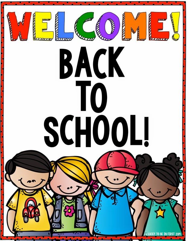 welcome back to school sign with three children