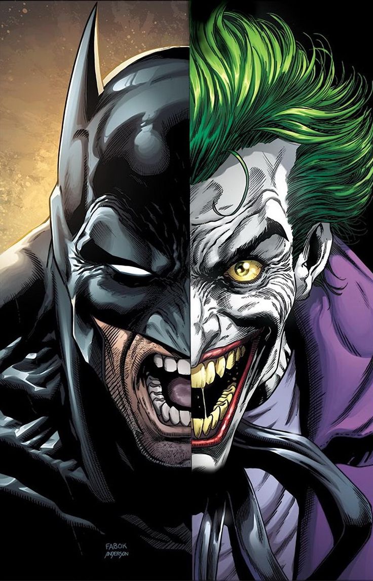 the joker and batman's face are shown in two different images, one with green hair