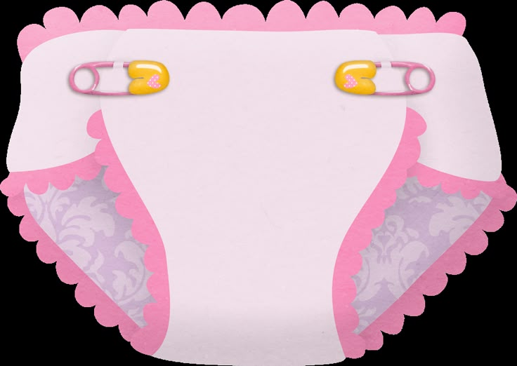 a pink and white diaper with yellow clips on the side, transparent background png