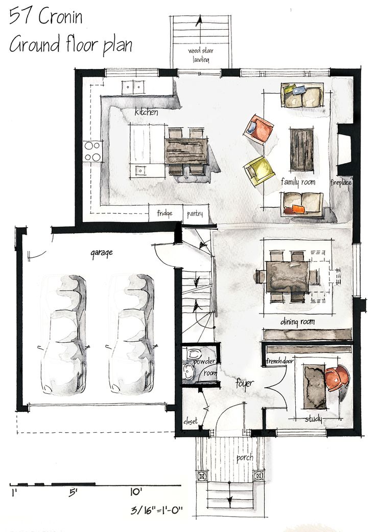 the floor plan for an apartment with two living areas and three bedroom spaces on each level