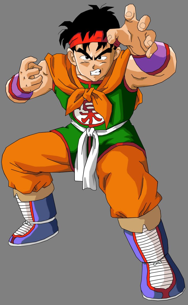 a cartoon character with an orange outfit and black hair is doing a fist pose while holding his hands up in the air