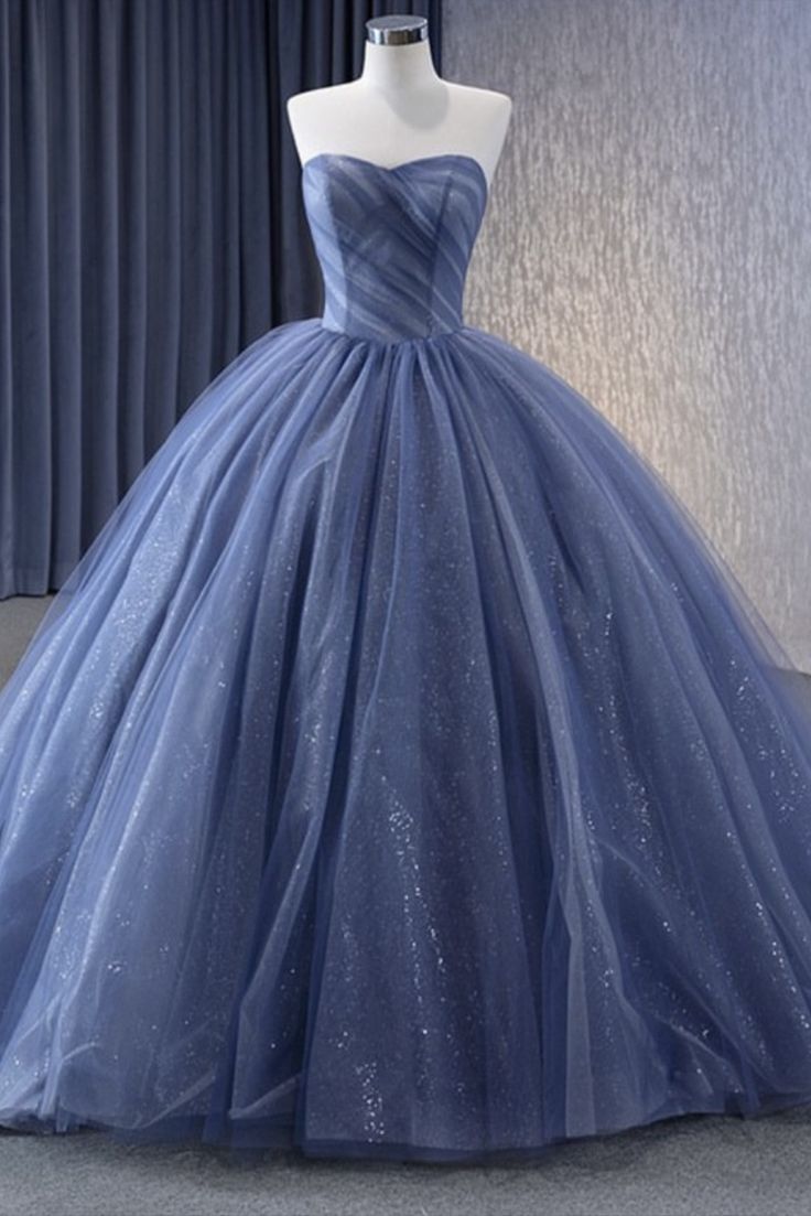 dusty blue wedding ball gown dress Sparkly Blue Ball Gown, Fairytale Dress Princesses Ball Gowns Blue, Debut Dress, Gown Dress For Women, Sparkly Ball Gown, Debut Gowns, Princess Dress Fairytale, Xv Dresses, Debut Dresses