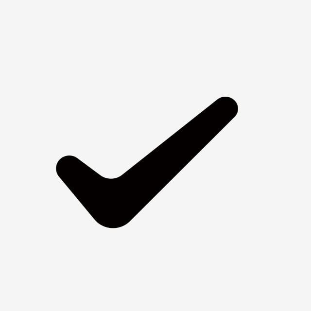 a black tick symbol on a white background