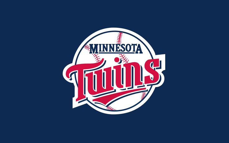 minnesota twins logo on a blue background with the minnesota twins in red and white letters