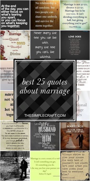 the 25 best quotes about marriage that are in this postcard style photo collage