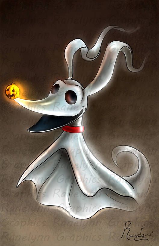 a cartoon dog with a glowing ball in its mouth and his tongue out, wearing a ghost costume