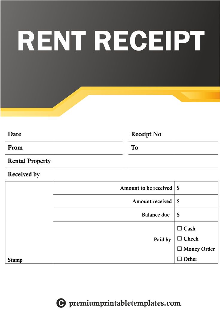 a rent receipt is shown in yellow and black