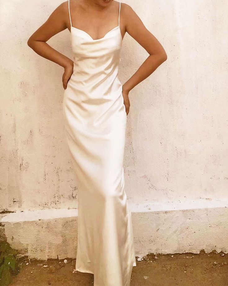 Backless White Bridal Mulberry Silk Cowl Neck Slip Dress – alashanghai silk Slip Wedding Dress, Silk Chemise, Silk Dresses, Crystal White, Silk Gown, Grey Dress, Satin Prom Dress, White Bridal, White Silk