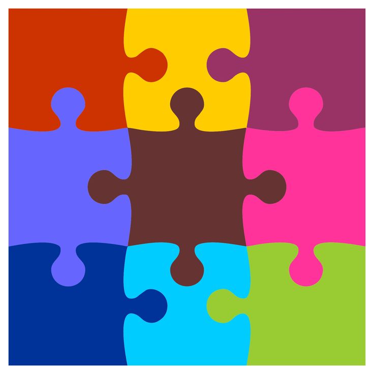 a colorful puzzle piece is shown with the missing pieces in different colors and shapes,