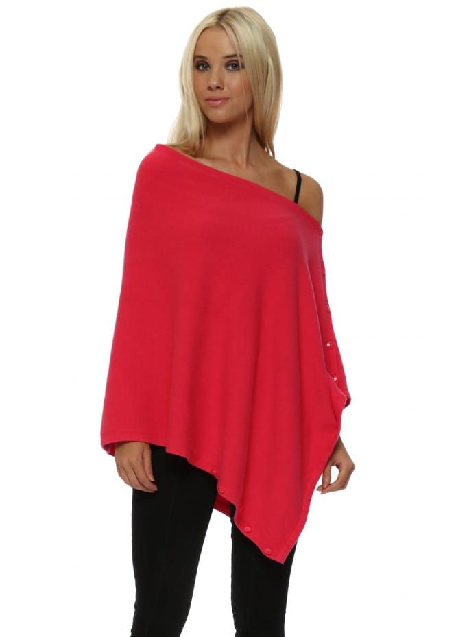 SUGAR BABE Hot Pink Knitted Button Poncho Pink Poncho, Poncho Sweater, Your Outfit, Layering Pieces, Hot Pink, Bell Sleeve Top, Layering, Tunic Tops, Knitwear