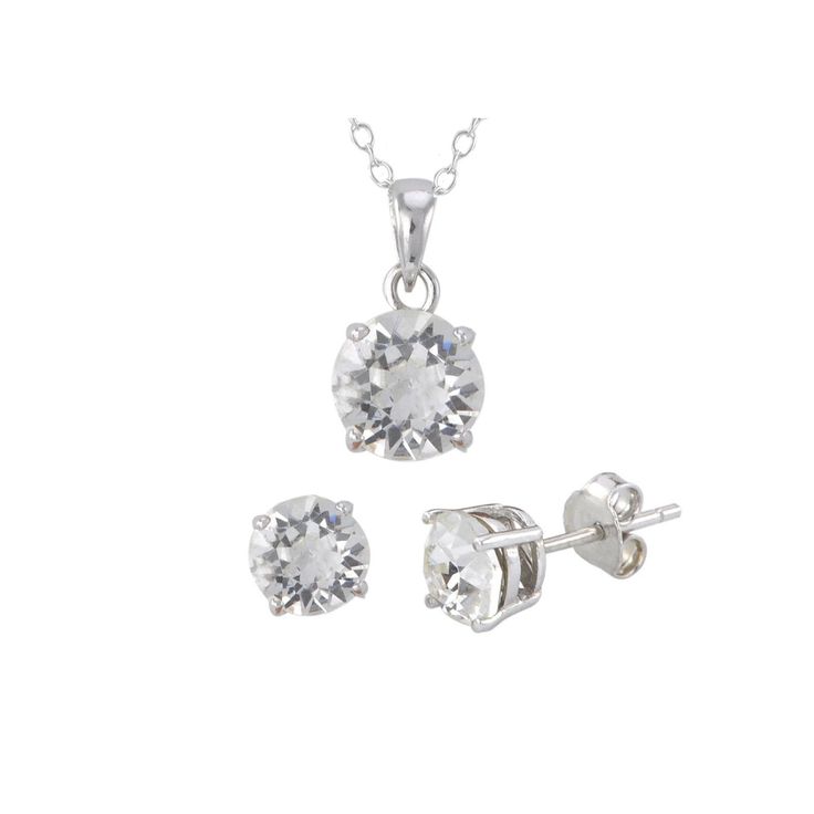 Elegant sterling silver genuine white topaz gemstone jewelry set. Customers absolutely love white topaz, because its a gemstone that looks like a diamond. This gemstone set includes a pair of sterling silver white topaz stud earrings and a sterling silver white topaz pendant on a 18" sterling silver chain. If you prefer a 16" chain please message us. The silver pendant and earrings are also rhodium plated, this is a huge upgrade, rhodium coats the sterling silver and insulates it to help keep it White Topaz Earrings, Gemstone Pendant Necklace, Necklace And Earrings Set, Topaz Earrings, Gemstone Necklace Pendant, Necklace And Earrings, Topaz Gemstone, White Topaz, Earrings Set