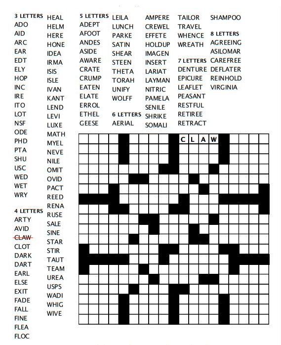 the crossword puzzle is shown in black and white, with words that read it