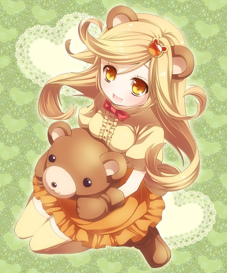 ✮ ANIME ART ✮ teddy bear girl. . bear ears. . .bear paws. . .bear head. . .curly hair. . .hair clip. . .cute. . .moe. . .kawaii Girl With Pink Hair, Teddy Bear Girl, Neko Cat, Bear Girl, Bear Ears, Anime Child, Bear Paws, Animal Ears, Cat Girl