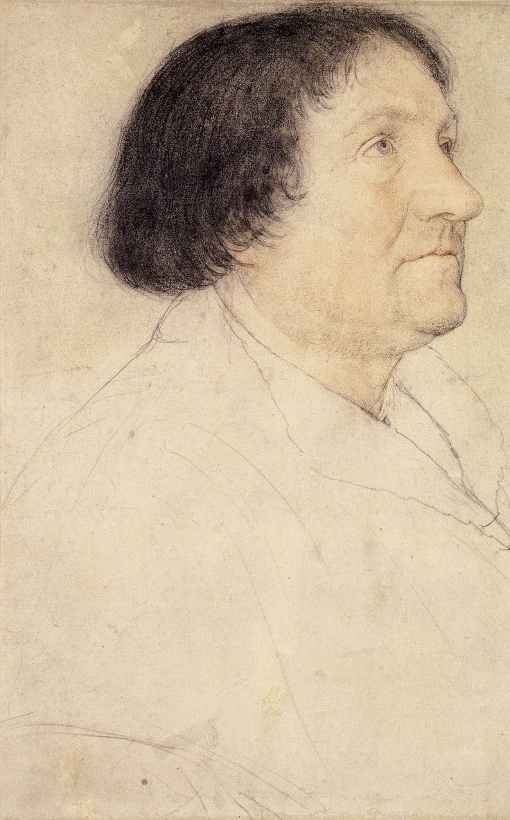 an old drawing of a man with black hair