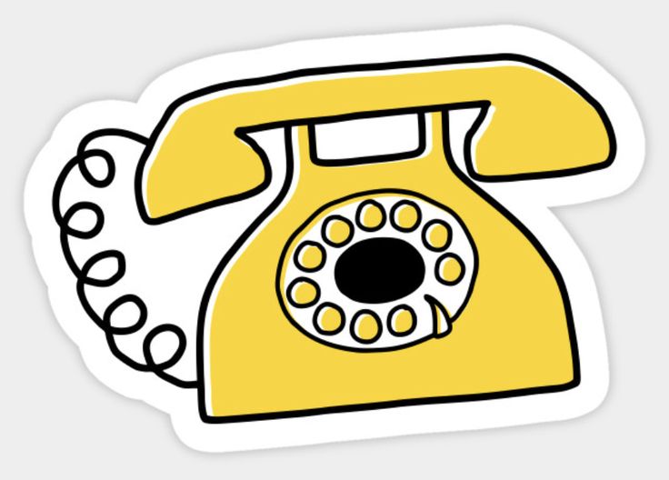 an old fashioned yellow phone sticker on a white background