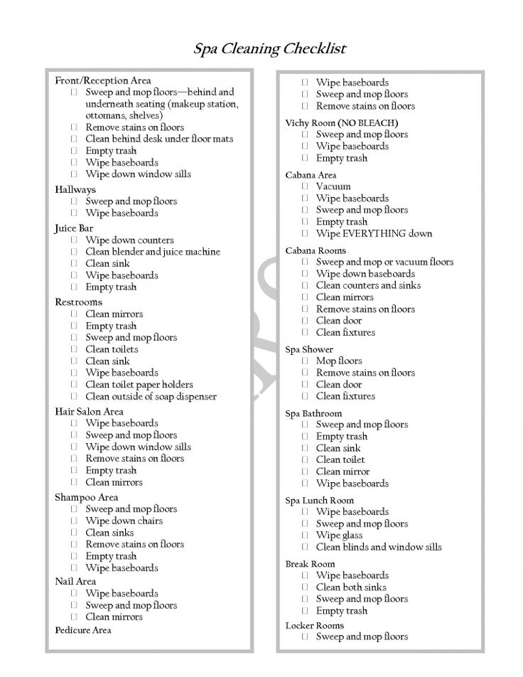 Salon Cleaning Checklist, Housekeeping Checklist, Housekeeper Checklist, Beauty Salon Ideas, Private Salon, Master Esthetician, Esthetician School, Cleaning Checklist Template, Spa Stuff