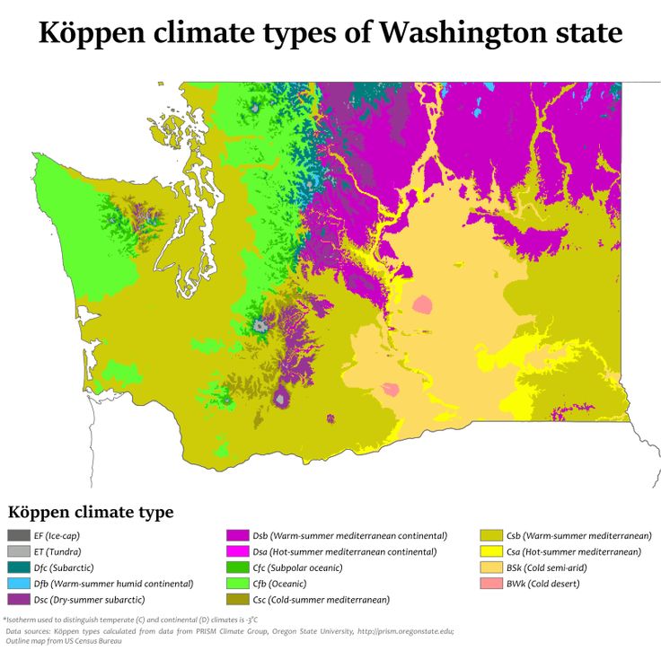 a map showing the different types of washington state