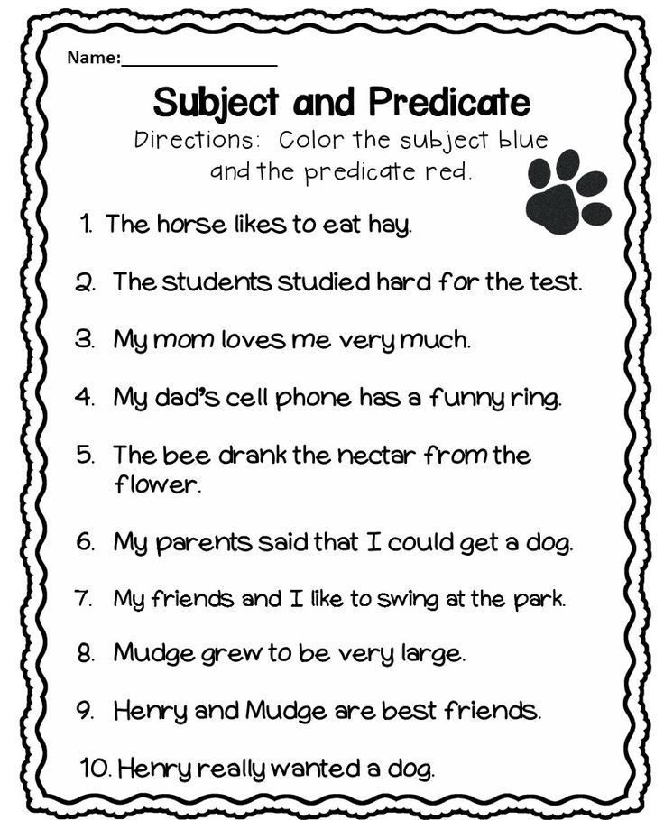 Subject Predicate Worksheet