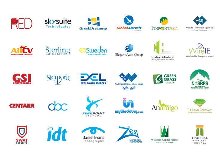 many different logos are shown together on the white background, including one that has an image of