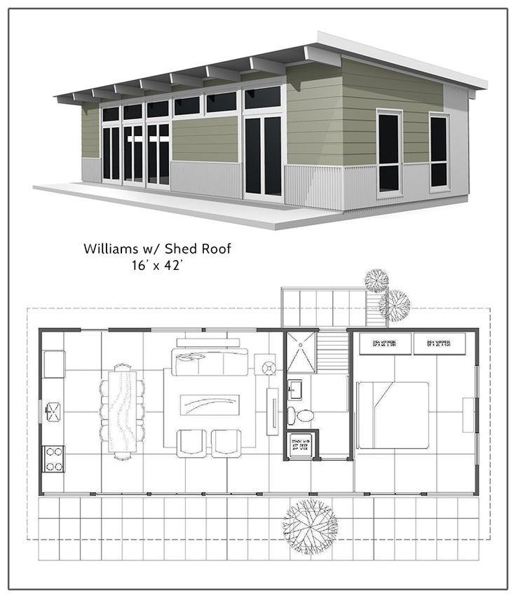 the floor plan for a small house with two rooms and one bedroom on each side