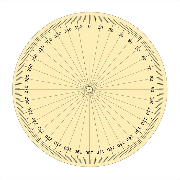 a yellow and white drawing of a protractor