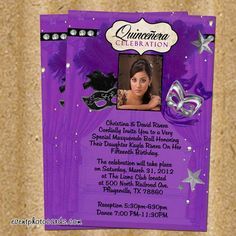 Purple Masquerade Quinceanera Invitations