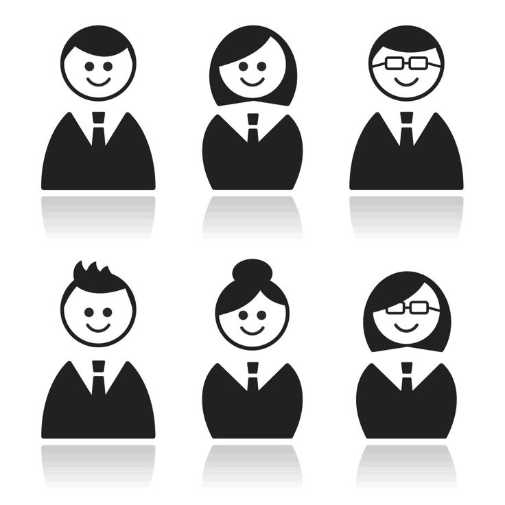 six stickers with different people in black and white - miscellaneous objects / objects characters