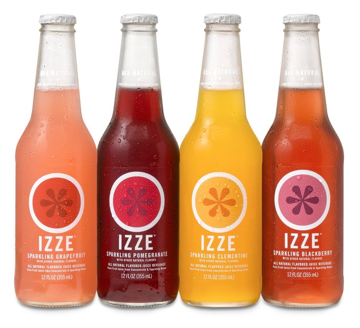 three different types of sodas in glass bottles with labels on the front and side