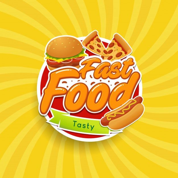 the fast food logo is shown on a yellow background