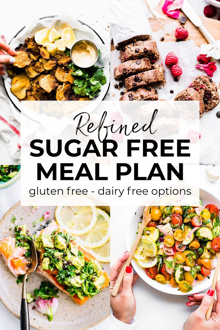 This refined sugar free diet plan and guide can help you make healthier eating choices. Use our natural sugar recipes and healthy eating tips to help you! #sugarfree #diet #glutenfree #mealplan Sugar Free Meal Plan, Sugar Free Diet Plan, 1200 Calorie Diet Meal Plans, Sugar Recipes, Sugar Free Diet, No Sugar Diet, Ketogenic Diet Meal Plan, Healthier Eating, Free Meal Plans