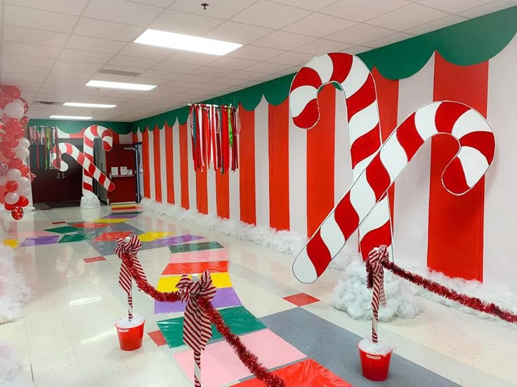 Peppermint forest CandyLand | Office christmas decorations, Candy ...