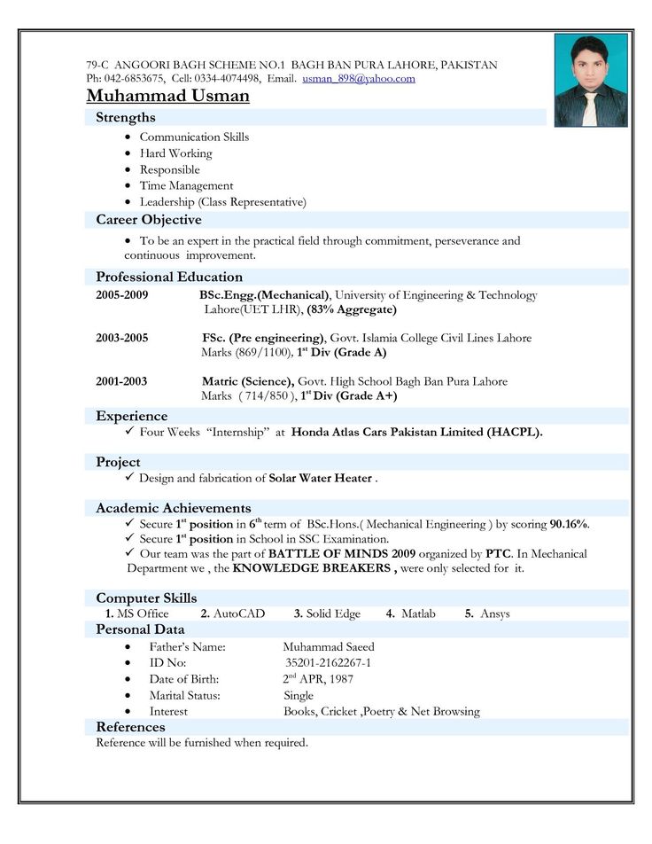 a professional resume with no work experience