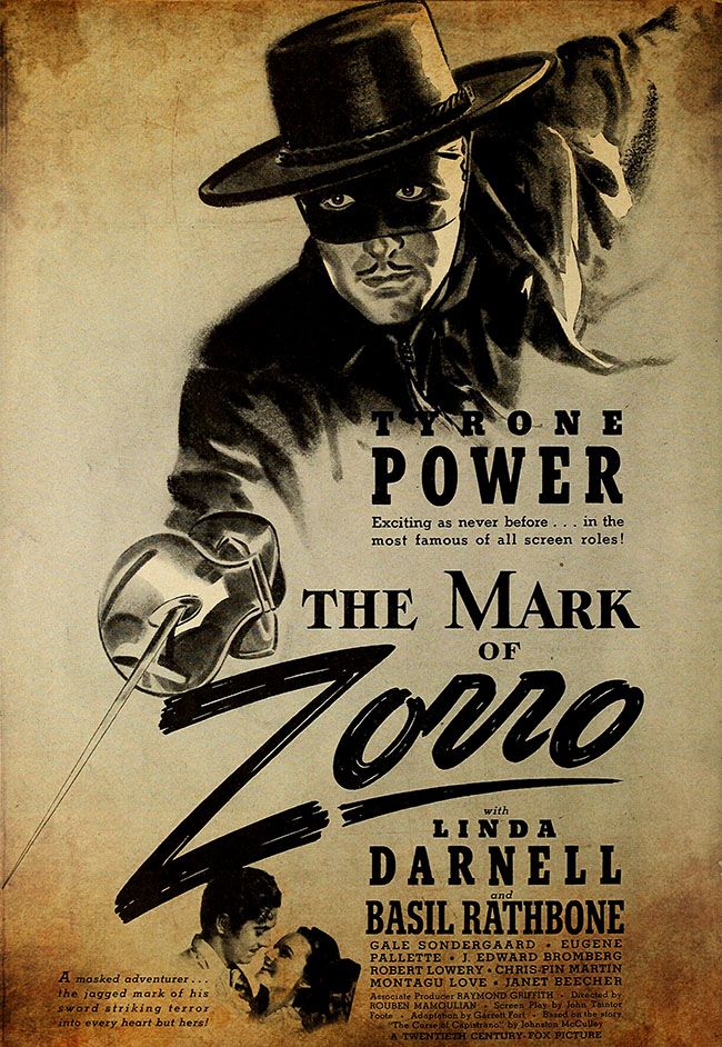 an old movie poster for the mark of zorro