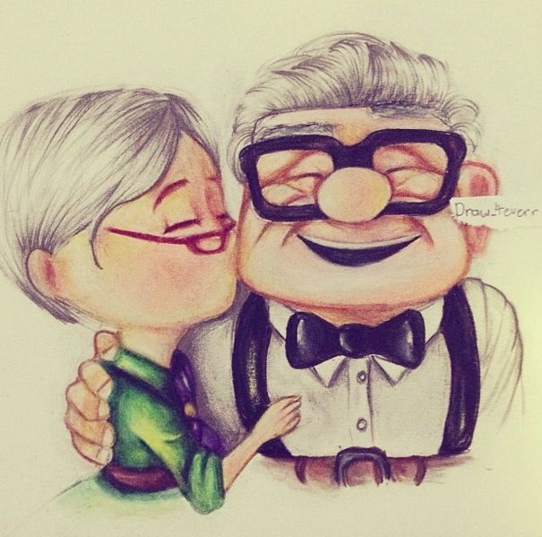 an older couple is hugging each other while wearing glasses and bow ties, with the caption'i love you forever'written on their forehead