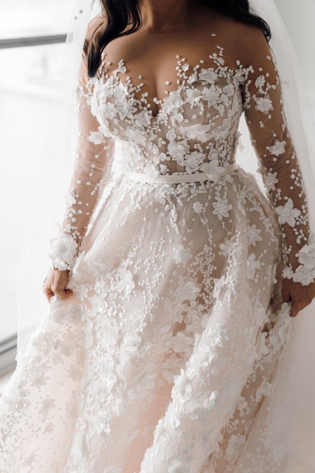 Replications of haute couture sheer long sleeve plus size wedding gowns for less! Plus Size Wedding Dresses With Sleeves, Curvy Wedding Dress, Curvy Wedding, Plus Wedding Dresses, Custom Wedding Dresses, Plus Size Wedding Gowns, Curvy Bride, Sheer Long Sleeve, Dream Wedding Ideas Dresses