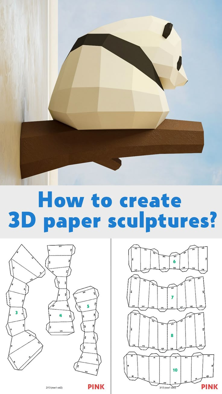 how to make 3d paper sculptures with the instructions for making panda's head out of cardboard