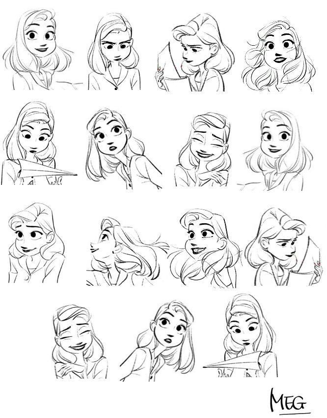 some sketches of princesses from the disney movie