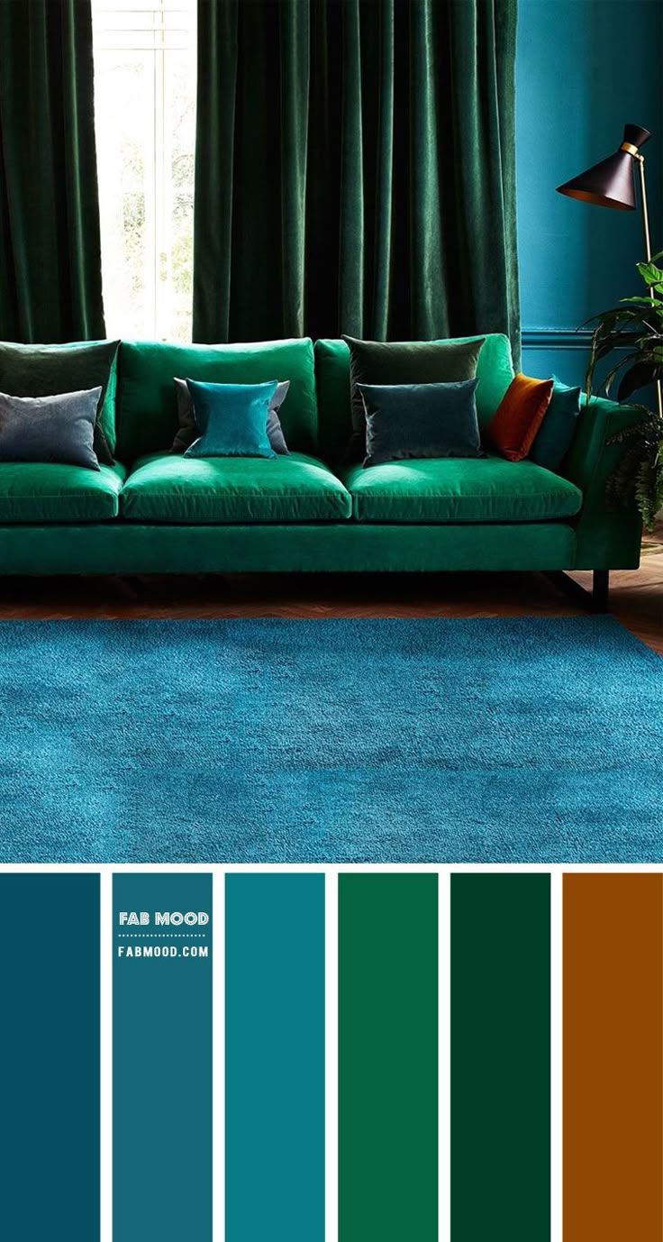 Blue Teal and Emerald Green Living Room Emerald green