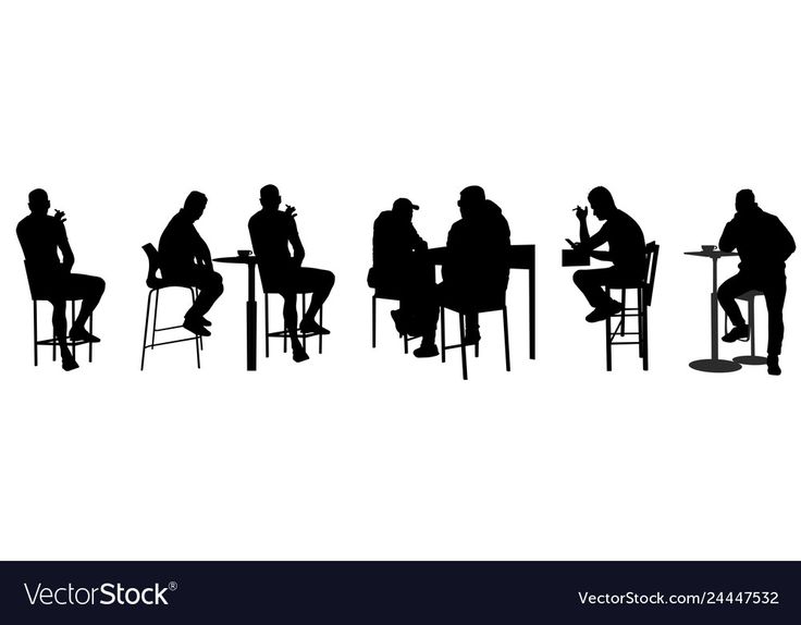 silhouettes of people sitting at different tables