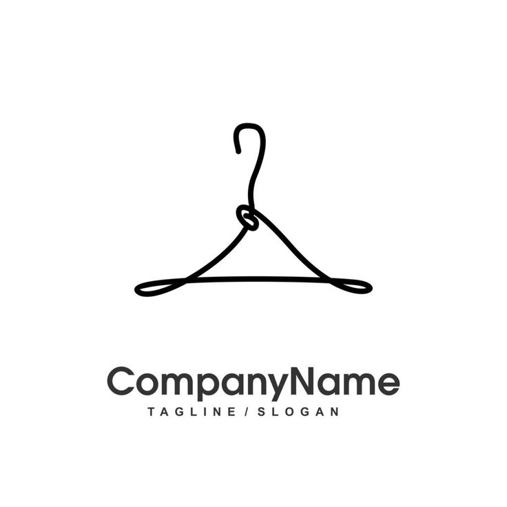 a black and white line drawing of a hanger with the word company name tagline / slogan